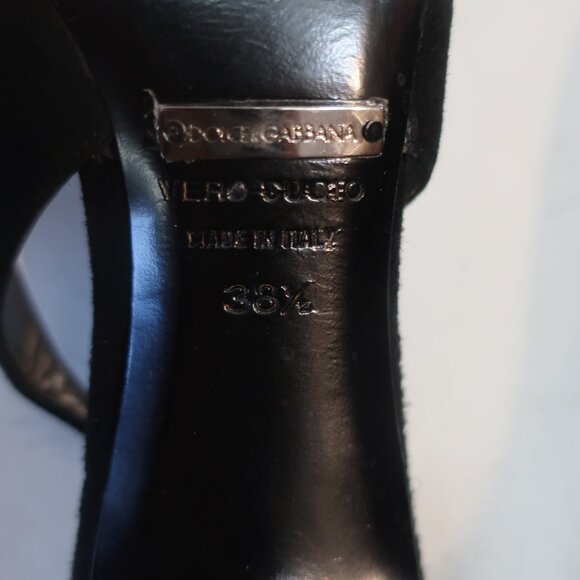 Authentic Womens Dolce & Gabbana Black Suede Slingback Heels Pumps 38.5 US/8.5 - Picture 11 of 15